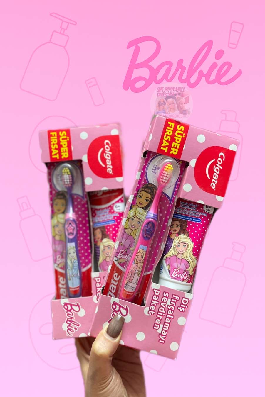 ست مسواک و خمیر دندان باربی